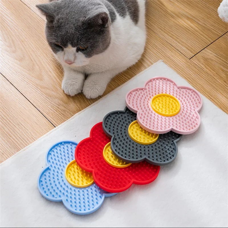 🌼 Pet Supplies Cat & Dog Licking Pad – Pentagram & Sunflower Silicone Slow Feeder Mat
