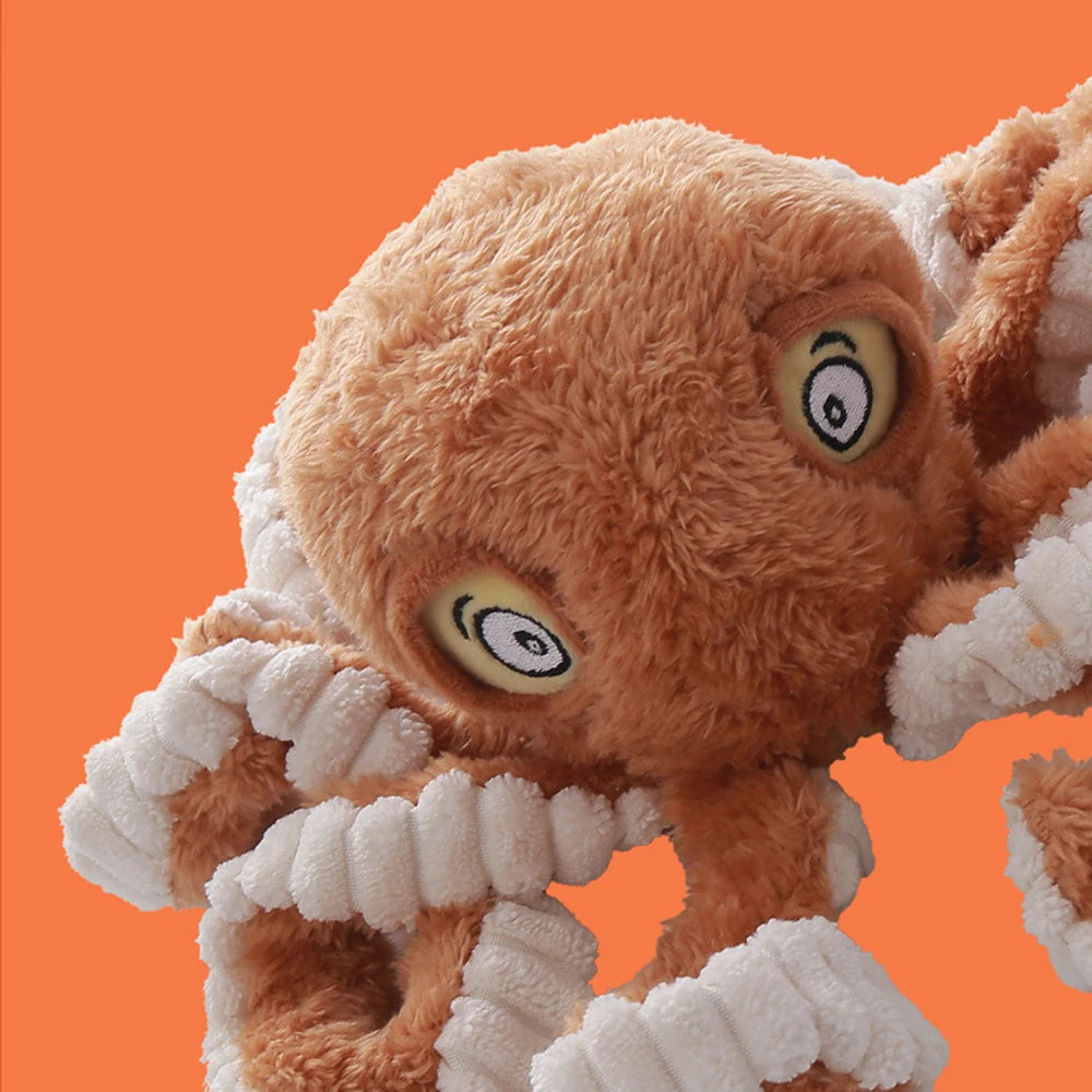 🐙 Plush Octopus Dog Toy – Squeaky Chew Toy for Interactive Play & Boredom Relief 🐾🎵
