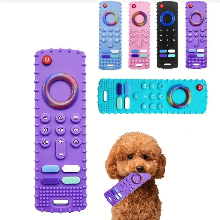 Silicone Dog Teething Toy – Remote Control Design Chew Stick for Puppies (Multi-Color)