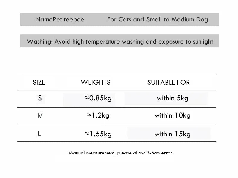 Pet Teepee Tent with Cushion – Washable Portable Indoor Dog & Cat House with Blackboard