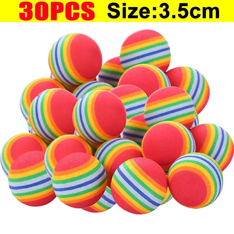 10/100PCS Rainbow EVA Pet Toy Balls – Interactive Jumping Cat & Dog Training Balls