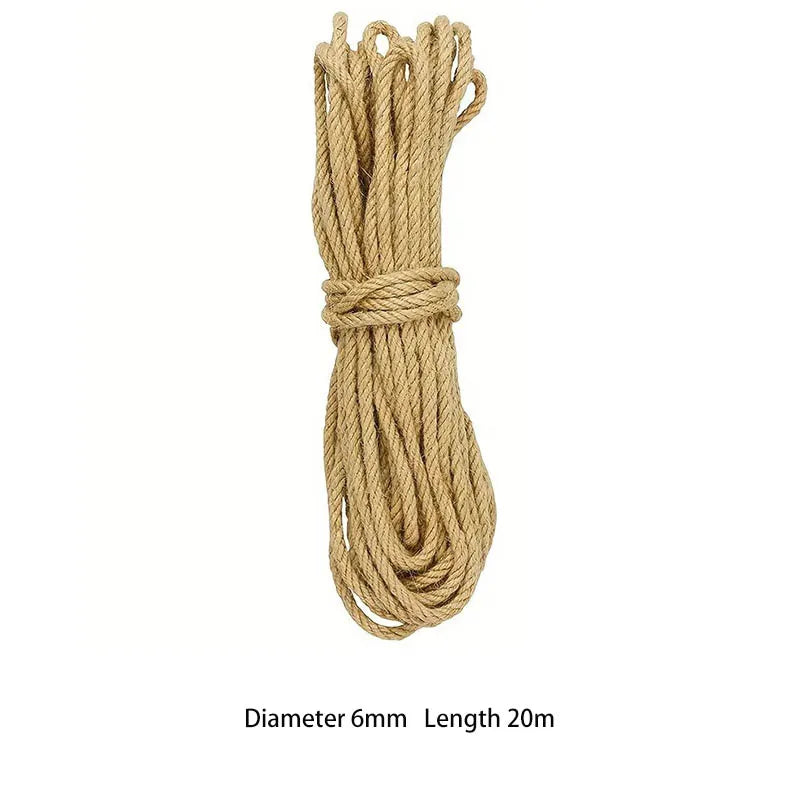 10/20/50M 6MM Natural Sisal Rope – Cat Scratcher Rope for DIY Cat Trees, Posts & Furniture Protection