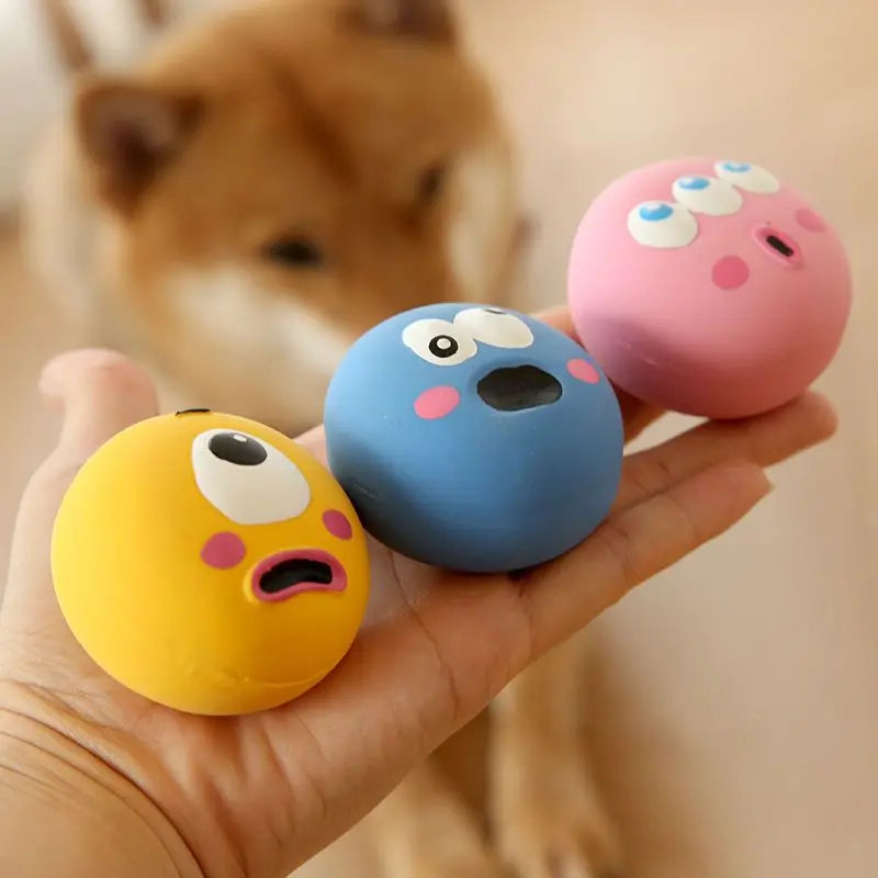 Squeaky Eyeball Dog Toy – Durable Latex Chew Ball | Interactive Training Sound Toy for Pets
