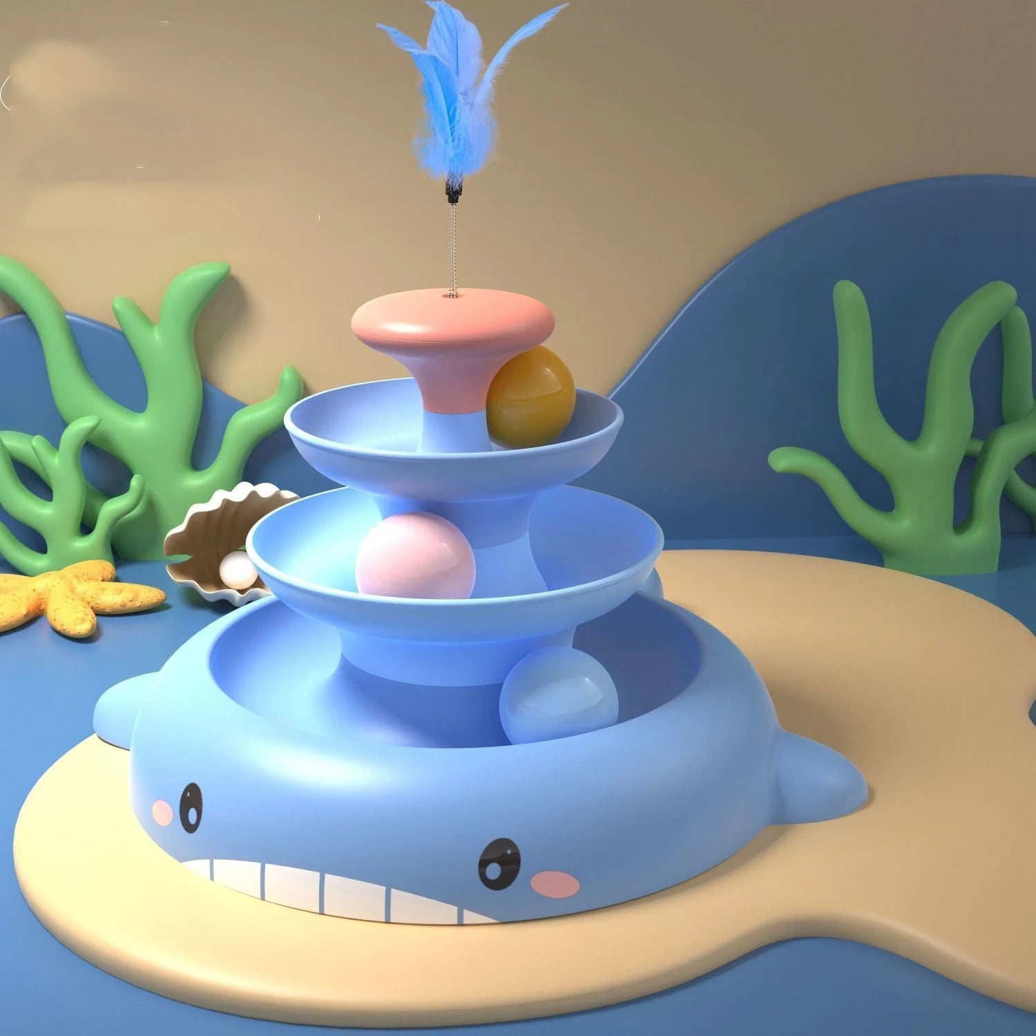 Self-Amusement Cat Turntable Toy – Automatic Fun Cat Ball & Stick Toy