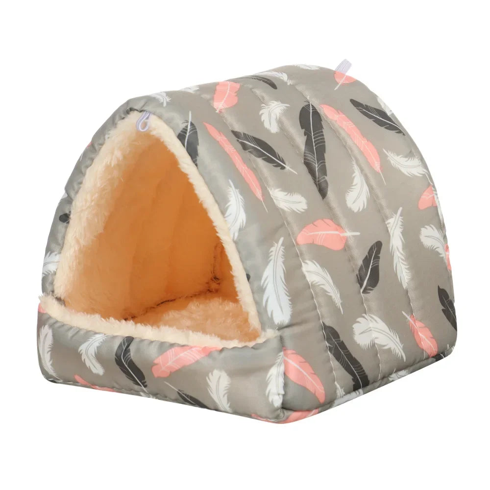 Cartoon Small Animal Bed – Soft Winter Nest for Hamsters, Guinea Pigs, Rabbits, and Squirrels