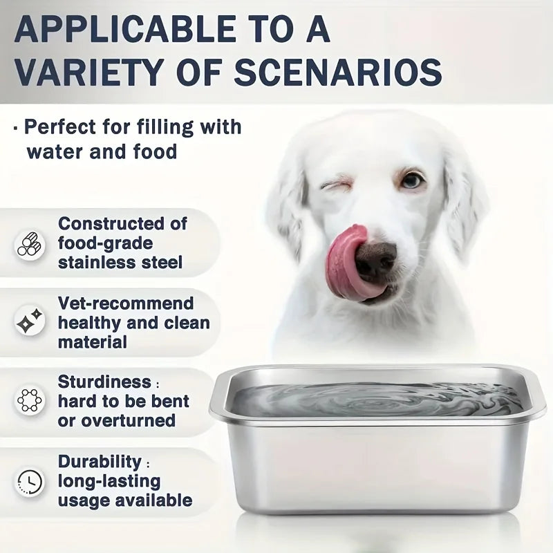 KEMORELA Stainless Steel Dog Bowl - 3.2L & 4.7L Large Capacity Anti-Overturning Pet Food & Water Bowl for Small & Large Dogs