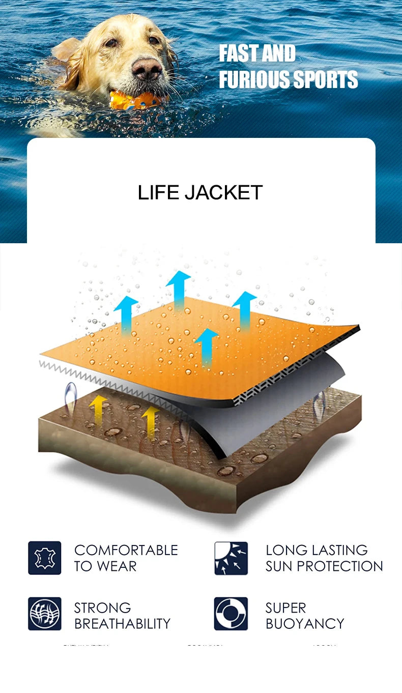 🛟 Pet Swimming Life Jacket – Reflective Adjustable Safety Vest for Dogs (Summer Surf & Pool Use)