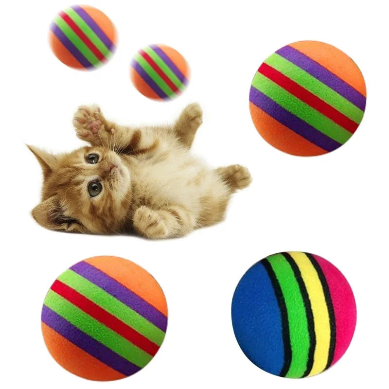 10Pcs Colorful Interactive Cat Toy Balls – Chewing, Rattle & Scratch Foam Balls for Kittens and Cats
