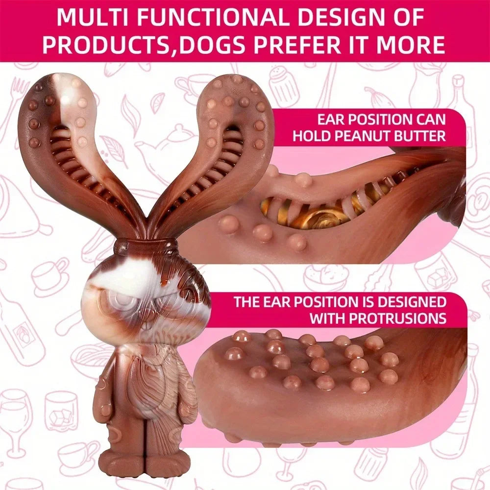 Rabbit-Shaped Nylon Dog Chew Toy – Indestructible Beef Flavor 🐇🍖