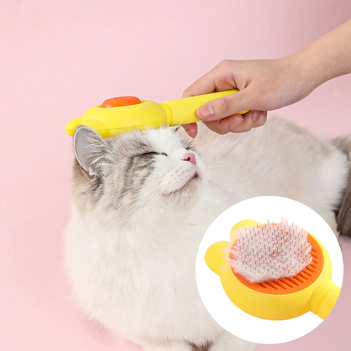 🐾 2025 Cat Comb – One-Click Deep Cleaning Stainless Steel Grooming Tool