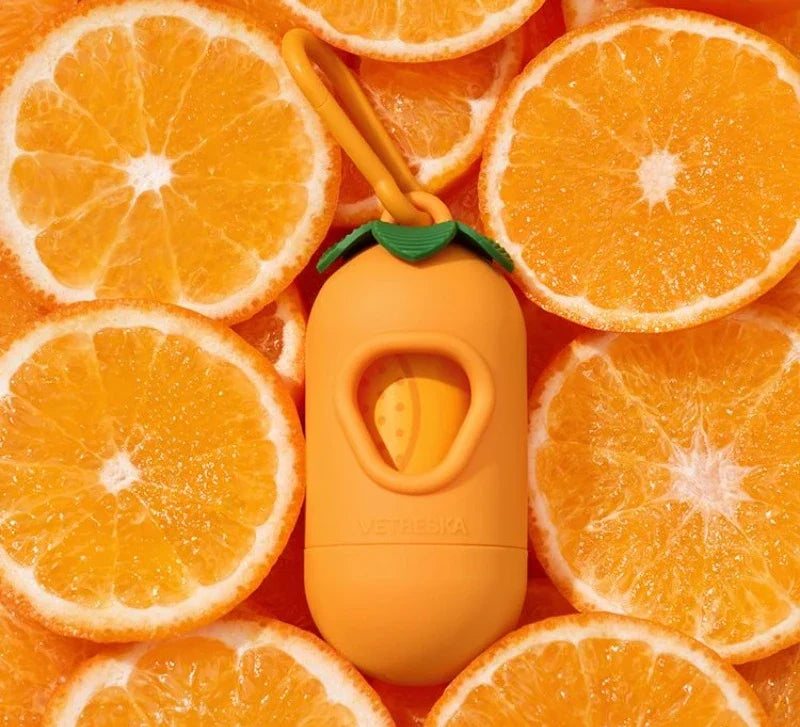 Orange Scented Dog Poop Bags – Degradable Waste Bags with Portable Dispenser for Dog Walking & Cleanup