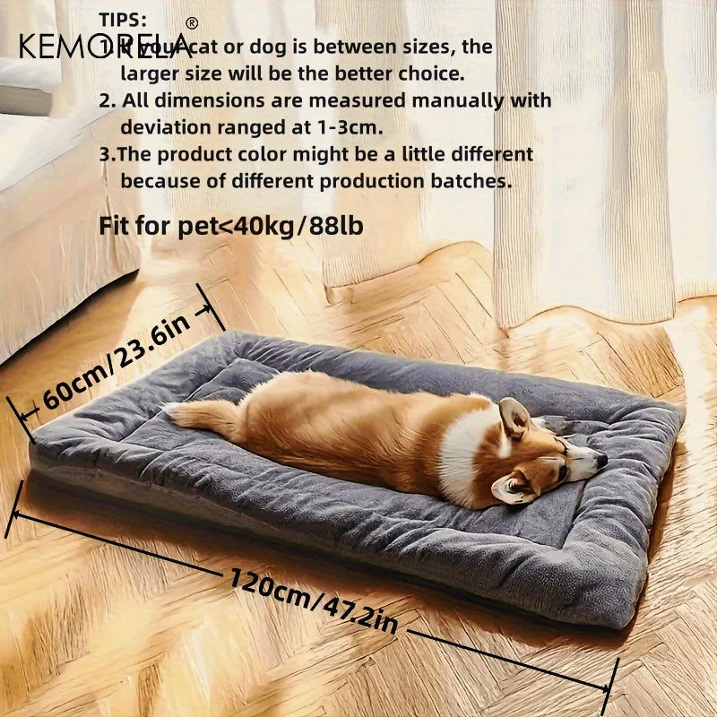 KEMORELA Extra Large Plush Dog Bed – Super Soft Thick Crate Mat for Small, Medium & Large Dogs