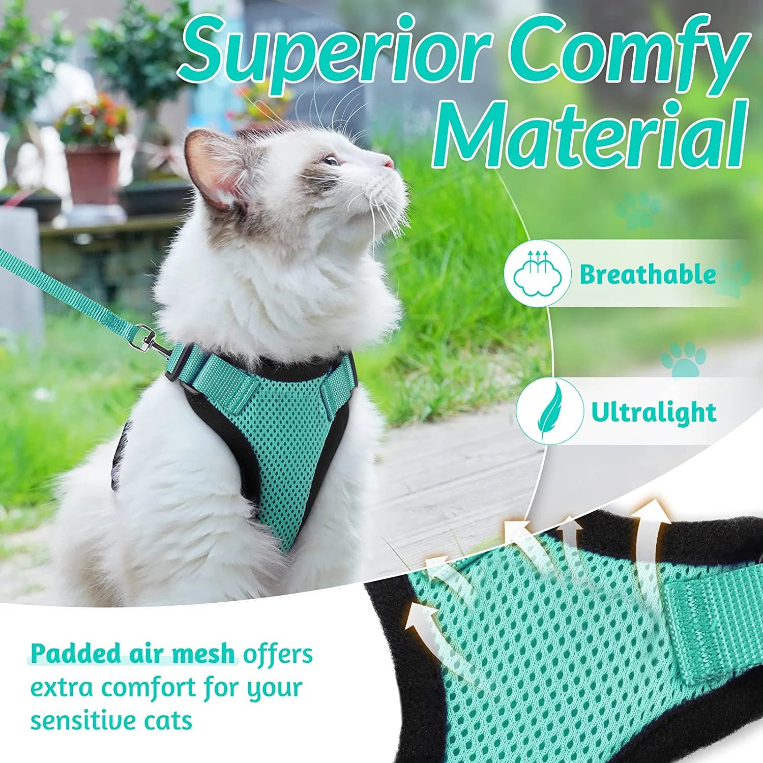 Cat Harness and Leash – Escape-Proof Soft Adjustable Vest with Easy Control
