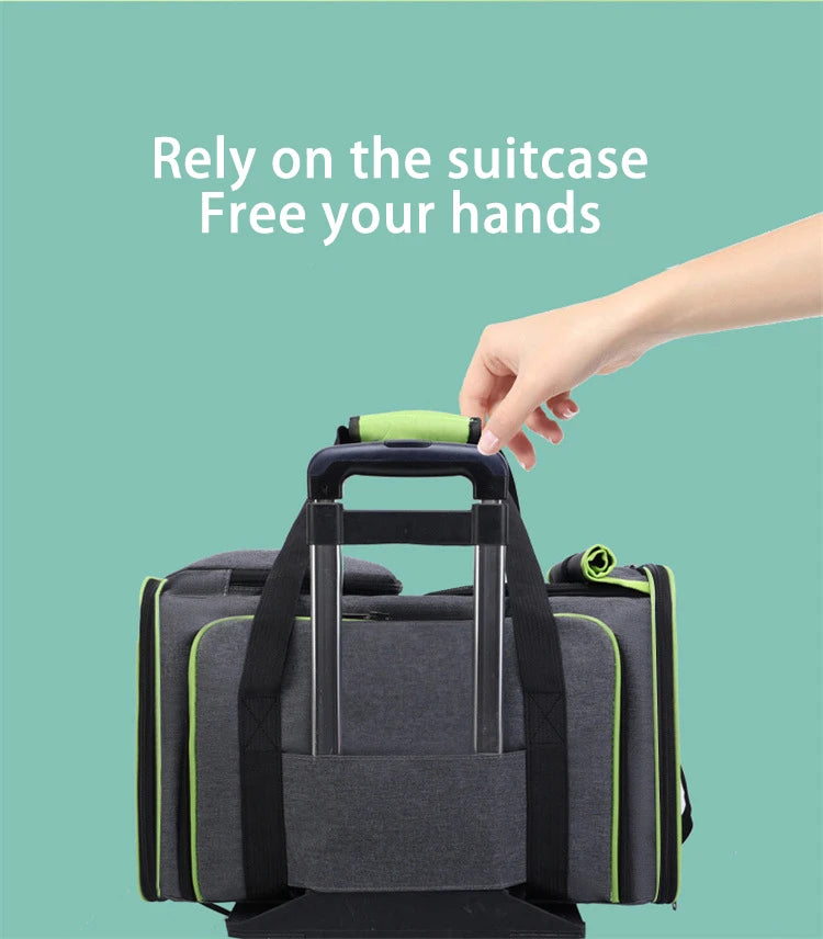 Foldable Expandable Cat Carrier Bag – Large Capacity, Breathable Travel Handbag for Cats & Small Dogs