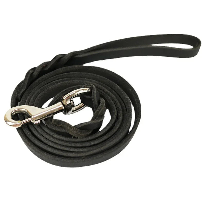 Genuine Leather Dog Leash – Braided Long Pet Walking & Training Lead for Medium & Large Dogs (Brown/Black)