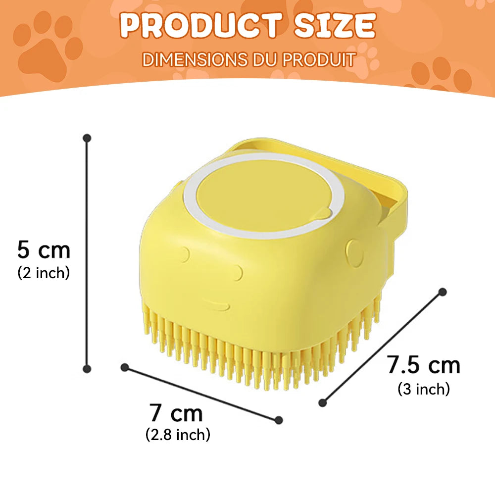 2-in-1 Dog Bathing Brush with Shampoo Dispenser – Soft Silicone Pet Massage & Grooming Brush for Dogs & Cats