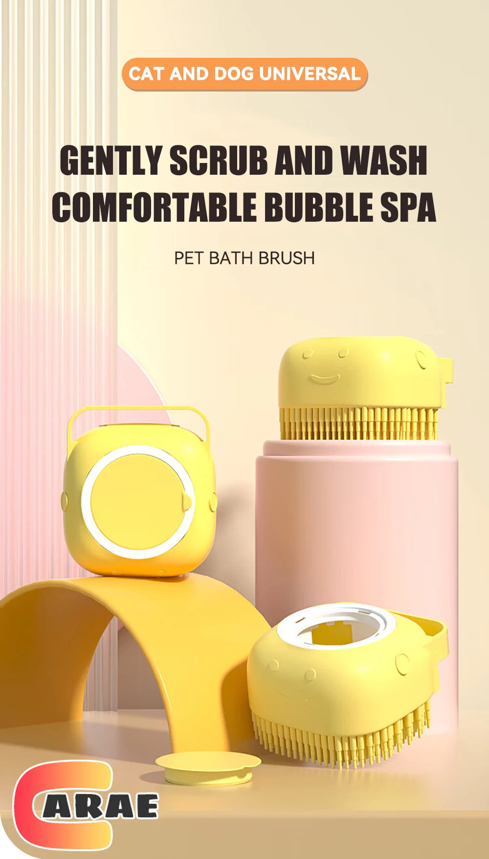 2-in-1 Dog Bathing Brush with Shampoo Dispenser – Soft Silicone Pet Massage & Grooming Brush for Dogs & Cats