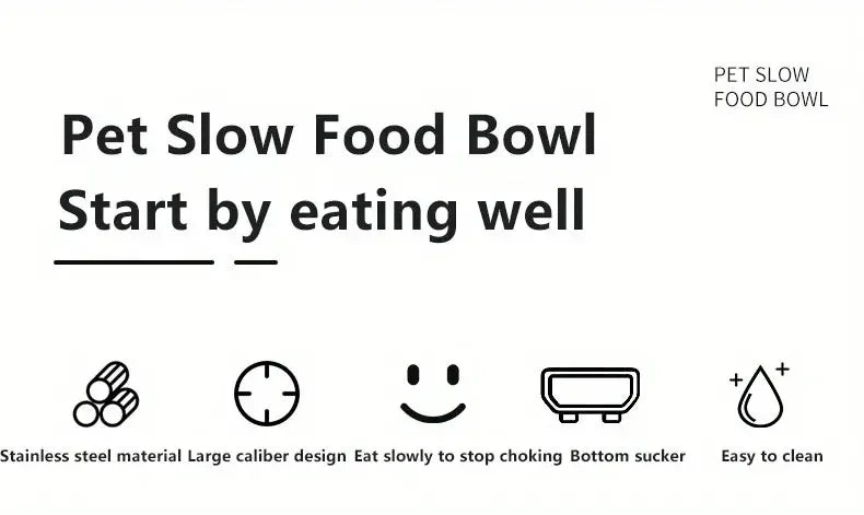 Premium Stainless Steel Slow Feeder Pet Bowl with Cervical Spine Protection – Anti-Choke Dog & Cat Food Bowl