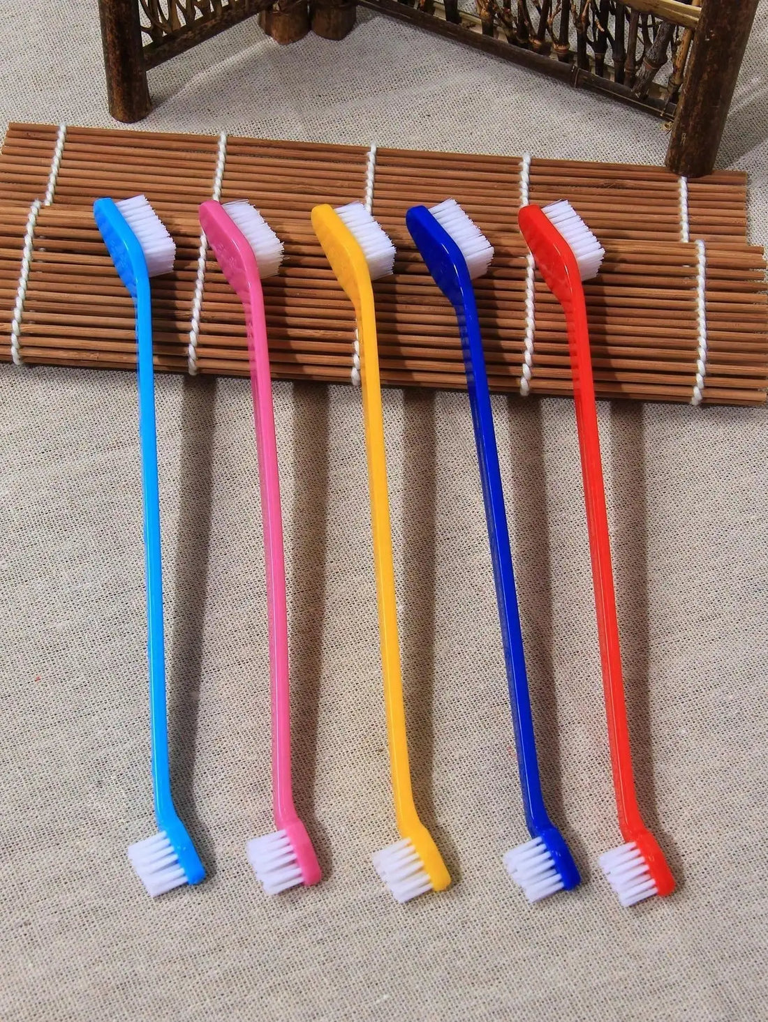 5pcs/set Long Handle Double-Head Pet Toothbrush – Soft Bristle Dog & Cat Teeth Cleaning Oral Care Kit