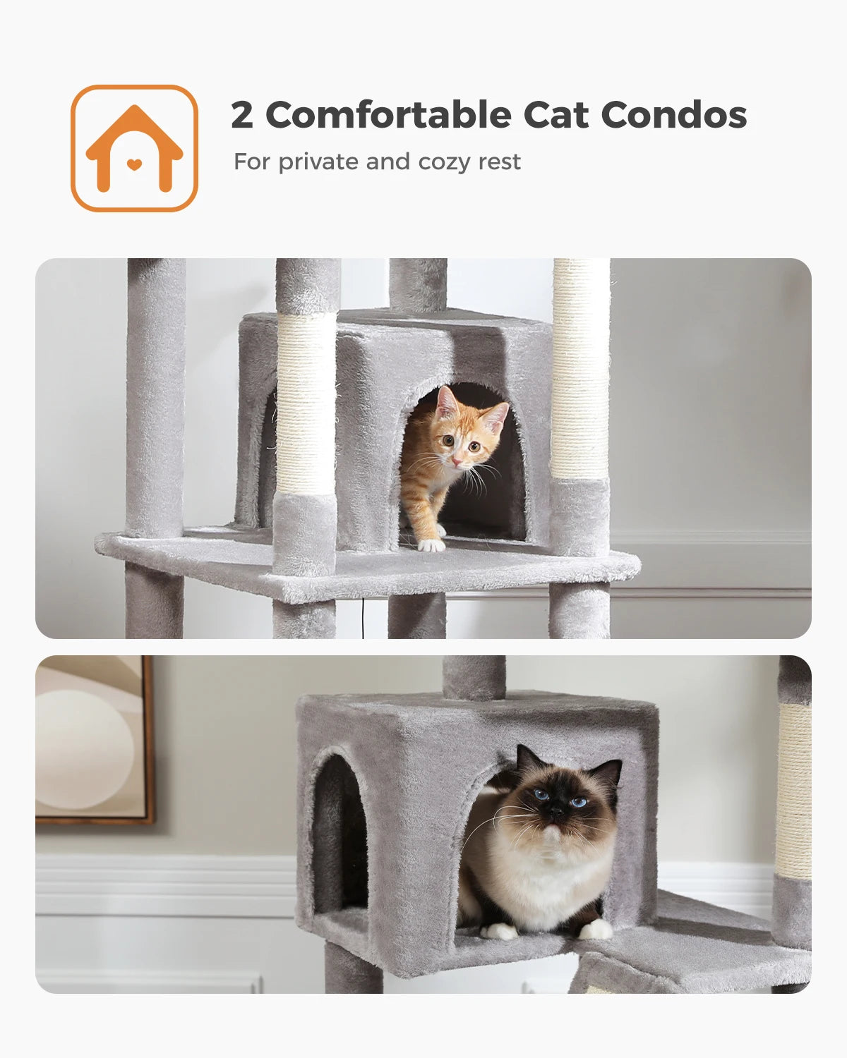 🐾 H180CM Large Cat Tree – Multi-Level Tower with Condos, Perches, Hammock & Sisal Posts