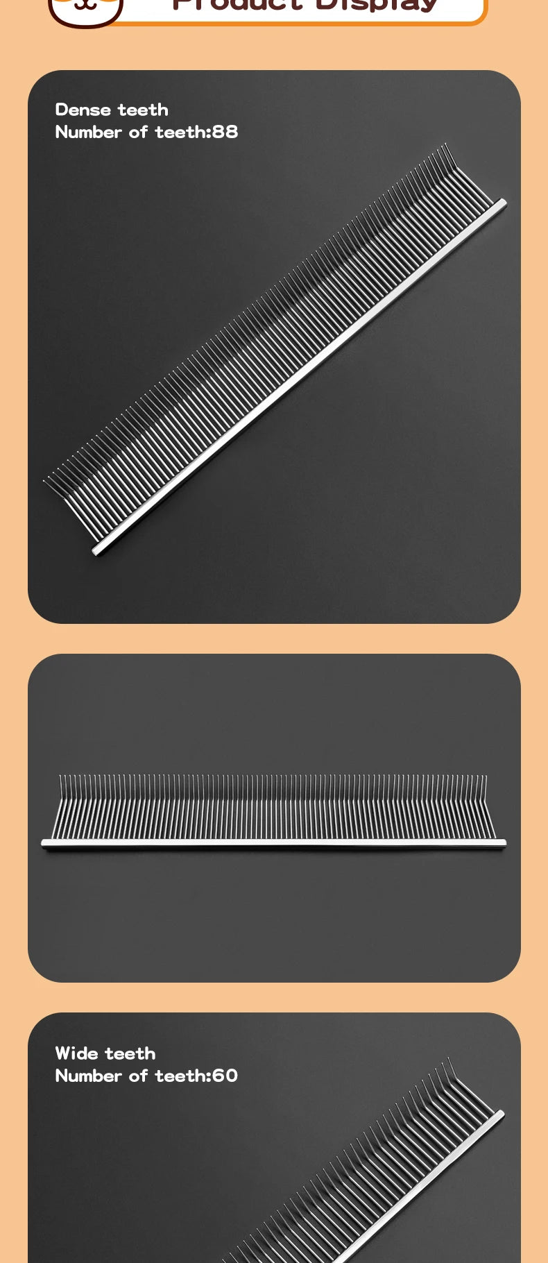 Curved Hook Pet Grooming Comb – Deep Deshedding & Fluffing Tool with Curved Teeth for Dogs & Cats