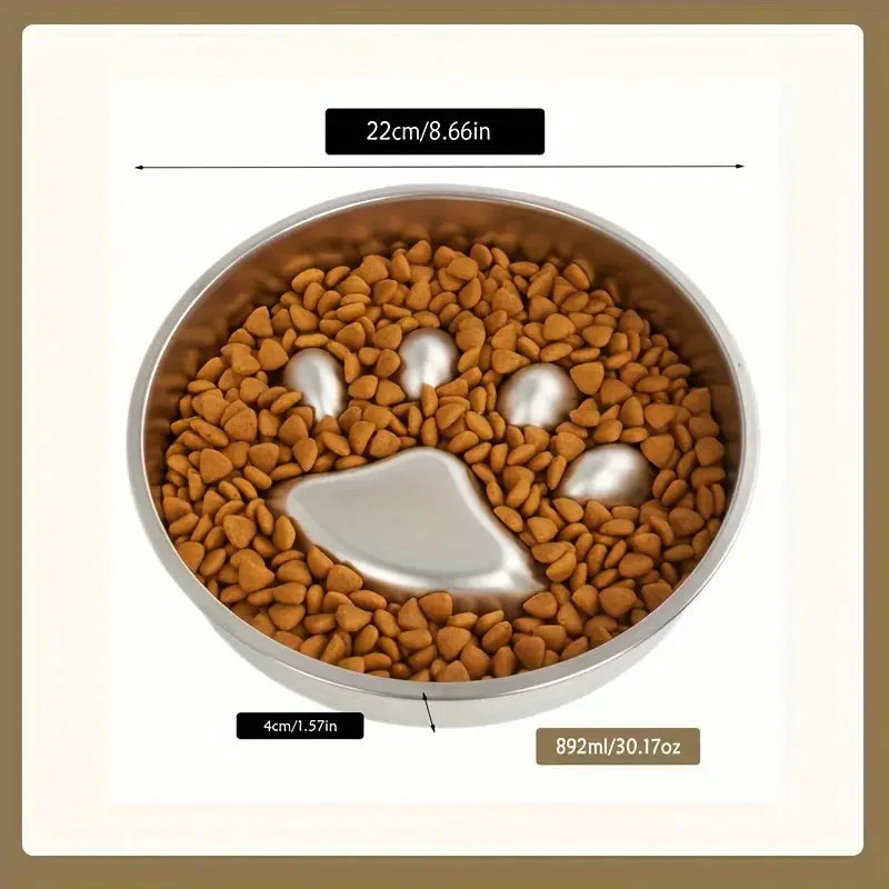 Premium Stainless Steel Slow Feeder Pet Bowl with Cervical Spine Protection – Anti-Choke Dog & Cat Food Bowl