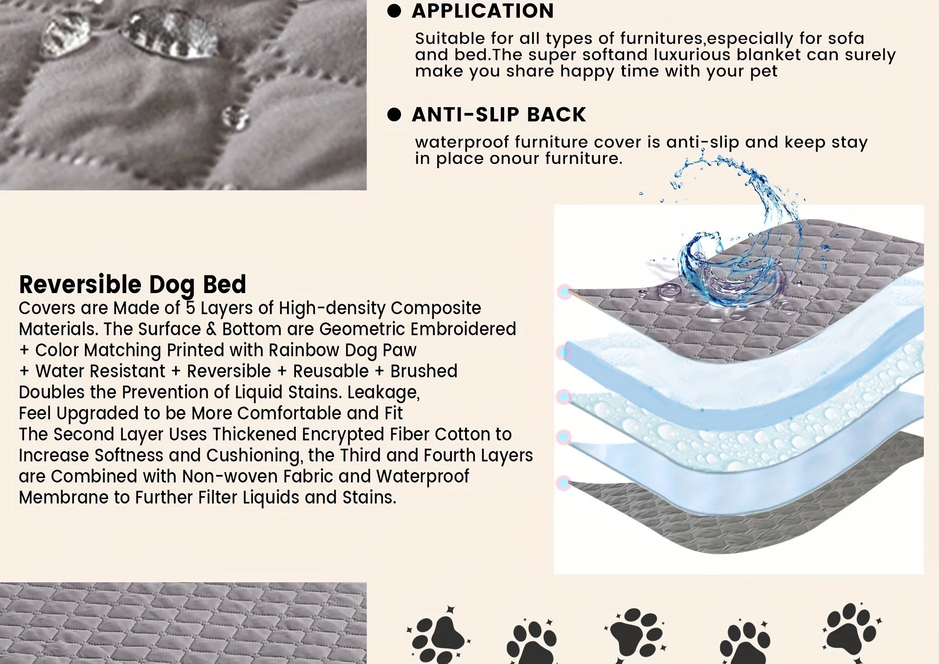 Anti-Leaking & Non-Slip Dog Bed Cover