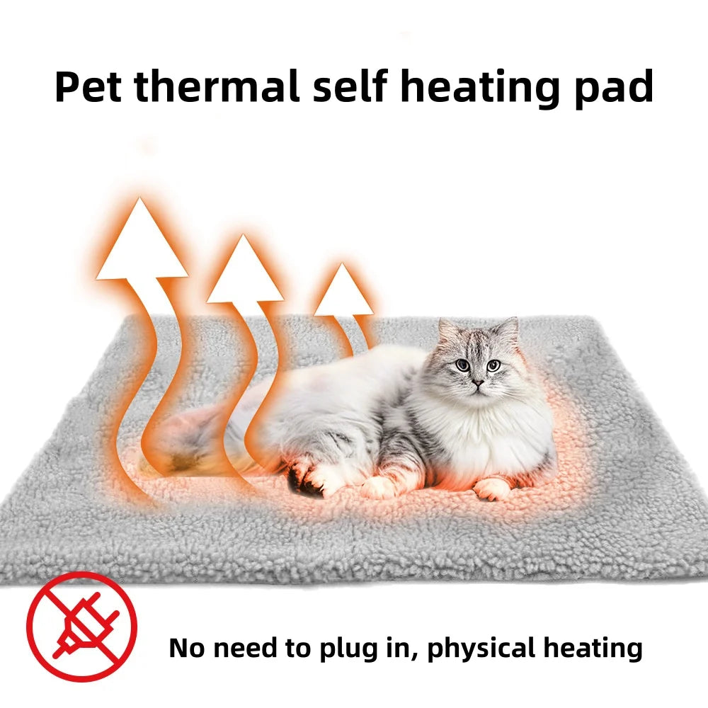 Self-Heating Pet Pad – Thermal Warm Blanket Cushion for Dogs & Cats, Washable Non-Electric Pet Mat