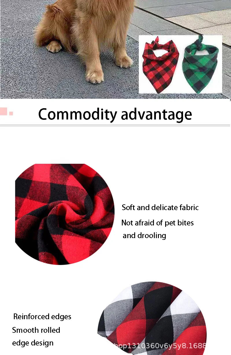 Classic Plaid Pet Bandana – Red & Black Neckerchief for Dogs & Cats