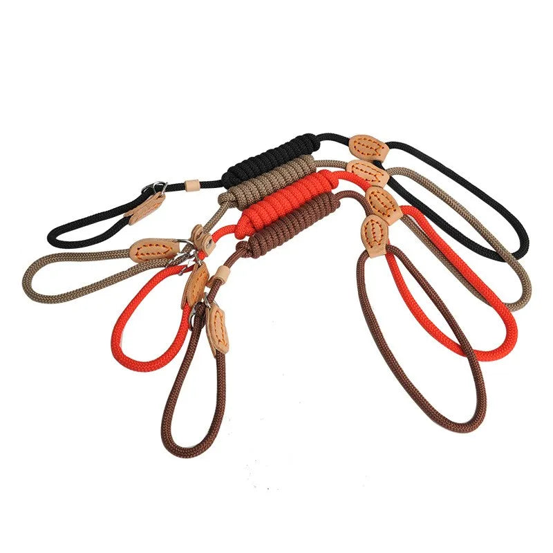 Heavy Duty Slip Rope Dog Leash – Braided Adjustable Training Lead with Loop Collar for Medium & Large Dogs