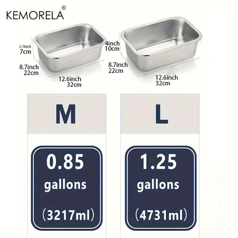 KEMORELA Stainless Steel Dog Bowl - 3.2L & 4.7L Large Capacity Anti-Overturning Pet Food & Water Bowl for Small & Large Dogs