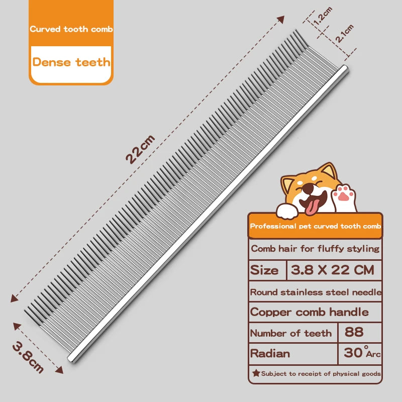 Curved Hook Pet Grooming Comb – Deep Deshedding & Fluffing Tool with Curved Teeth for Dogs & Cats