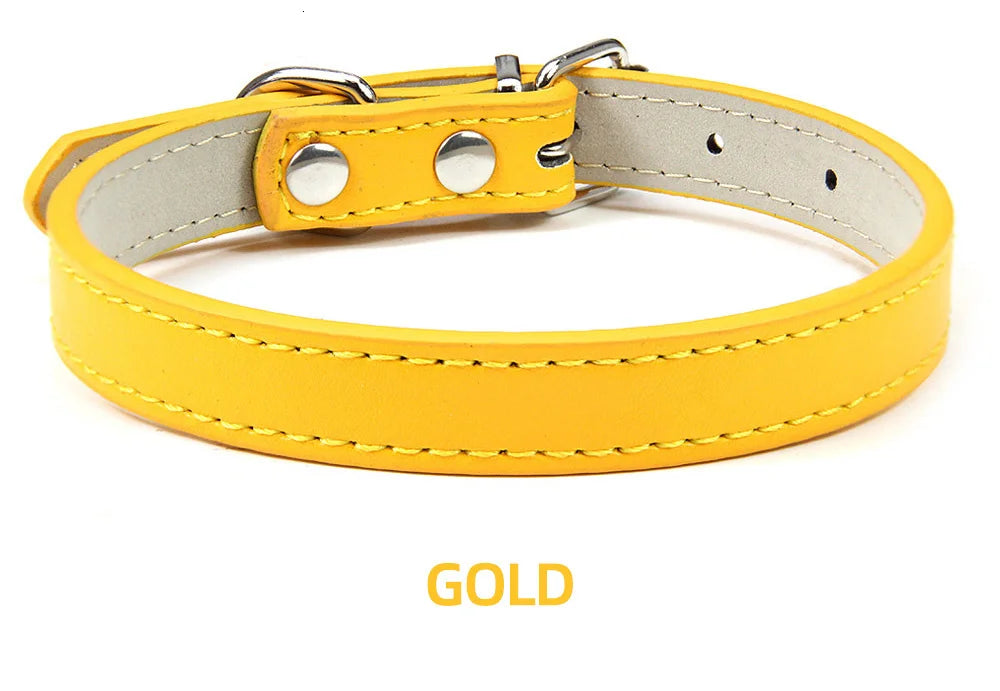 Soft Leather Adjustable Dog Collar – Safe & Stylish for Dogs and Cats