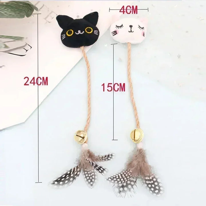 Feather Bell Cat Toy with Catnip – Animal Shape Molar Rod & Hemp Rope Chew Toy
