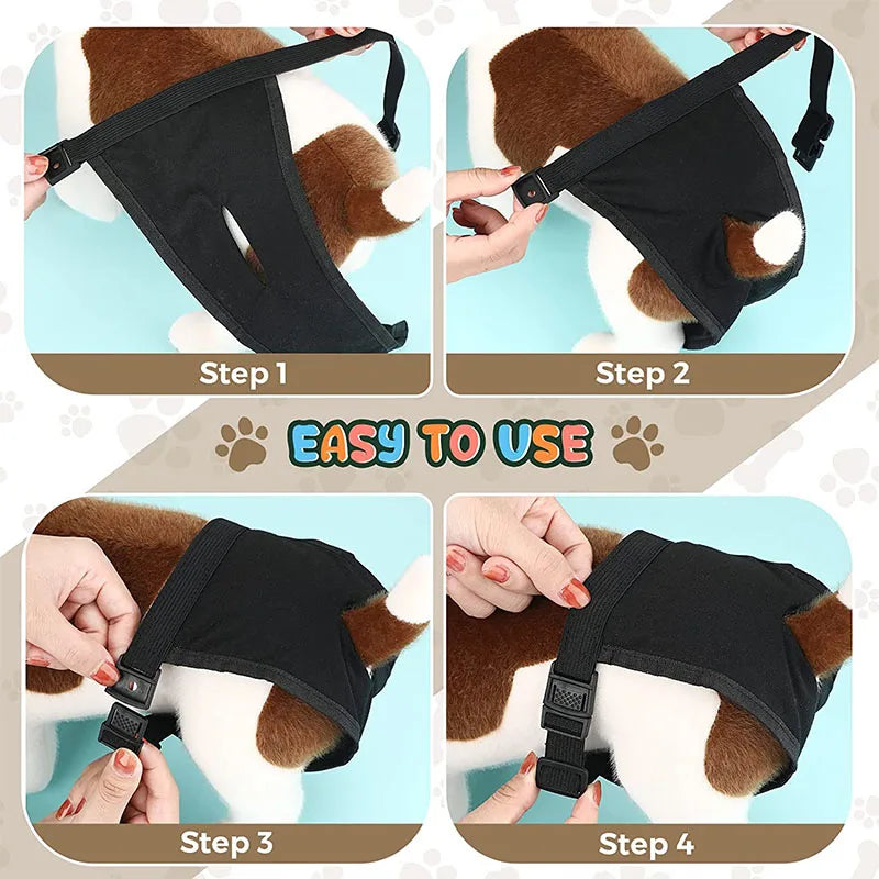 Female Dog Washable Diaper Pants – Anti-Harass Heat Nappies with 8 Pads