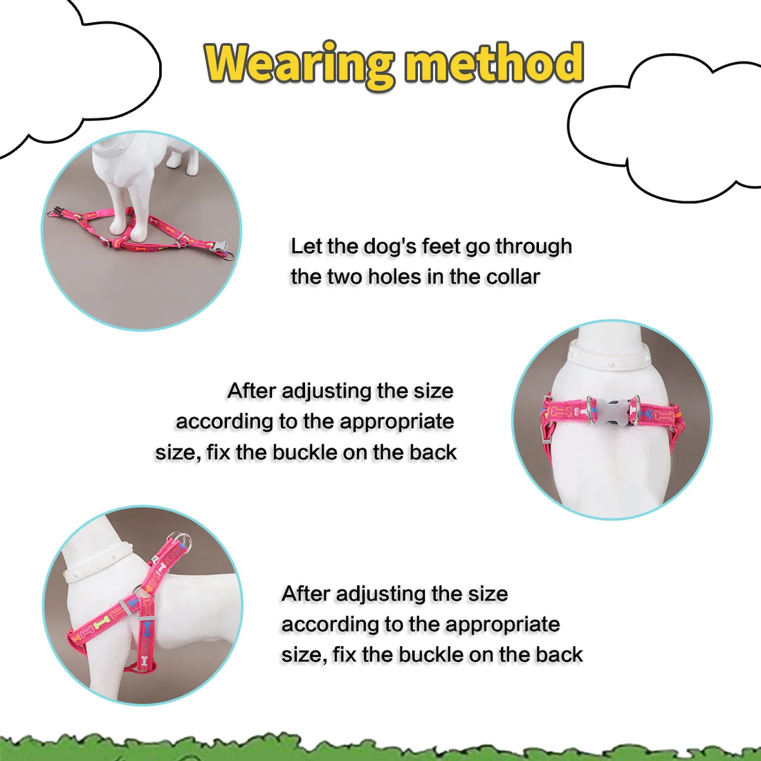 🦴 Colorful Bone Pattern Tripod Dog Harness – Fun & Secure for Indoor & Outdoor Use