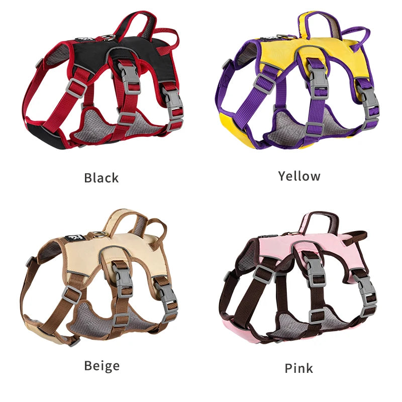 🐕 Adjustable Reflective Dog Harness – For Small to Large Dogs (French Bulldog, Husky & More) 🐾