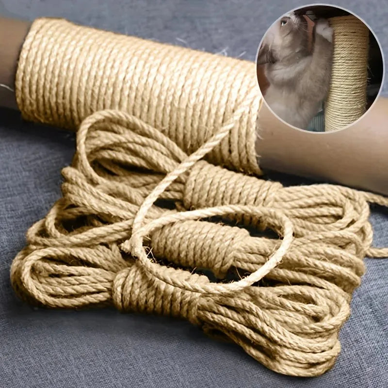 10/20/50M 6MM Natural Sisal Rope – Cat Scratcher Rope for DIY Cat Trees, Posts & Furniture Protection