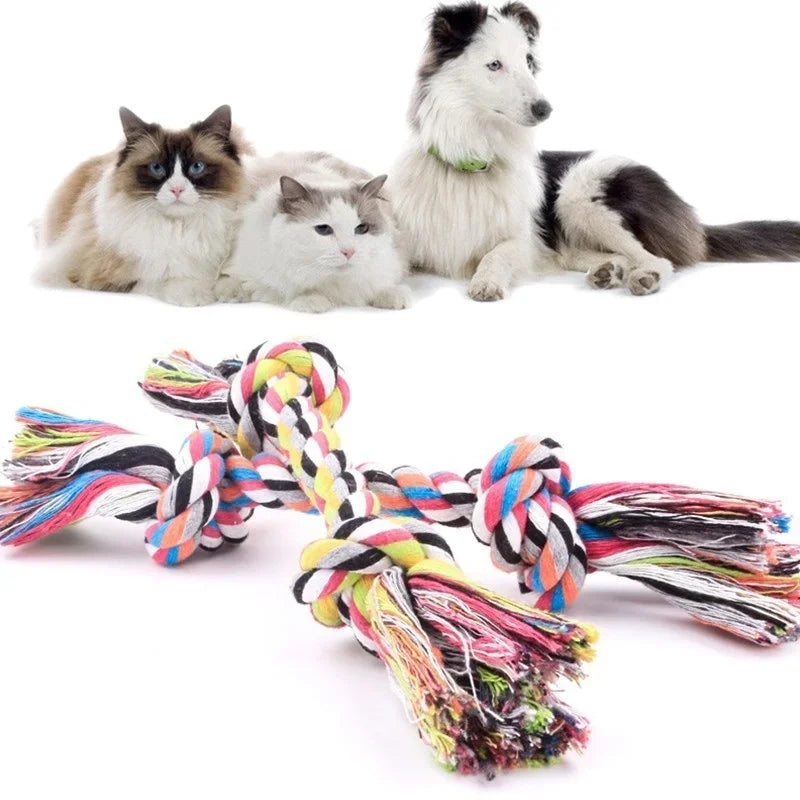 Colorful Double Knot Dog Toy – Durable Chew & Training 🐾🌈