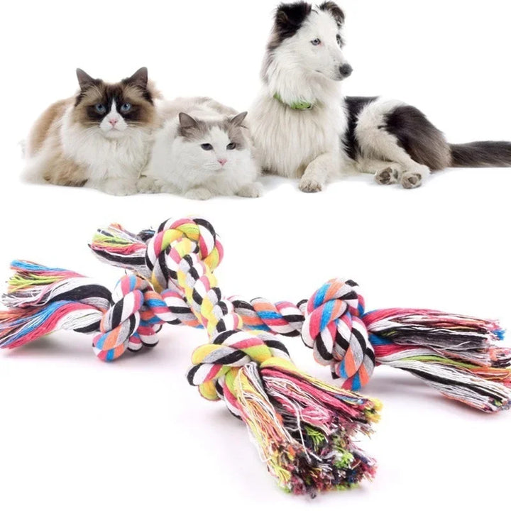 Colorful Double Knot Dog Toy – Durable Chew & Training 🐾🌈