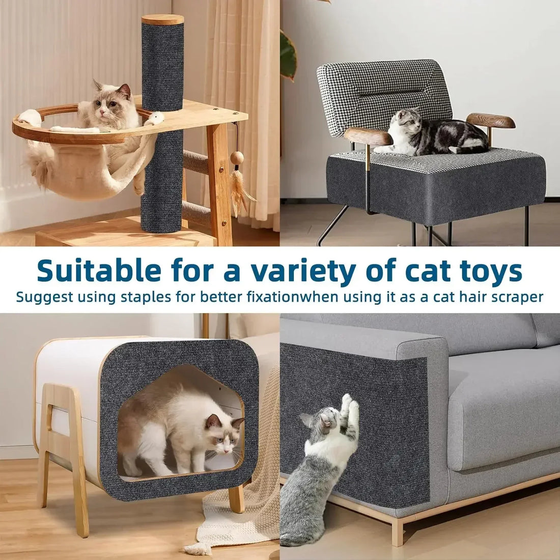7 Colors Cat Scratcher Sofa Protector – Trimmable Self-Adhesive Carpet Scratch Pad for Cats, DIY Scratch Mat