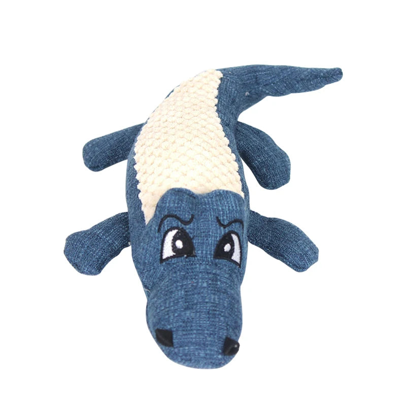 Interactive Plush Alligator Dog Chew Toy with Sound – Cartoon Animal