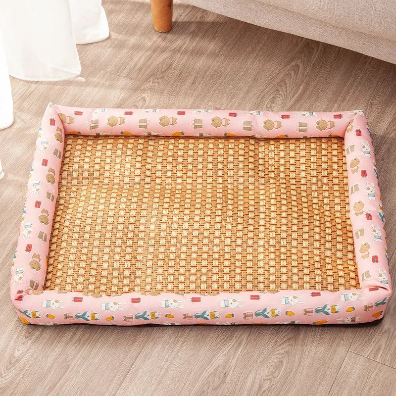 Pet Summer Cooling Mat – Breathable Moistureproof Rattan Dog & Cat Sofa Pad