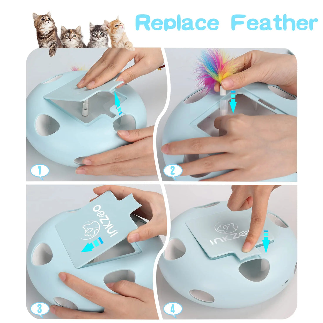 INKZOO 7-Hole Interactive Cat Toy – Automatic Mice Whack-A-Mole for Kittens