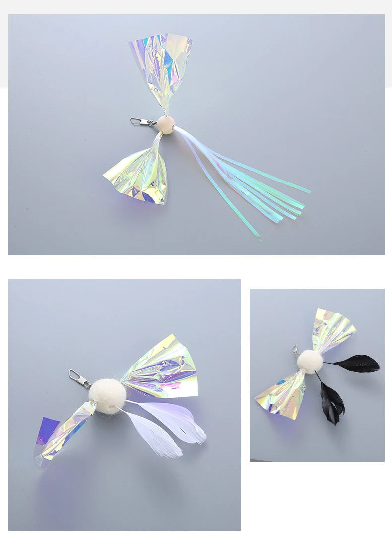 Plush Feather Bird Replacement Head for Cat Stick – Interactive Magic Wand with Bell