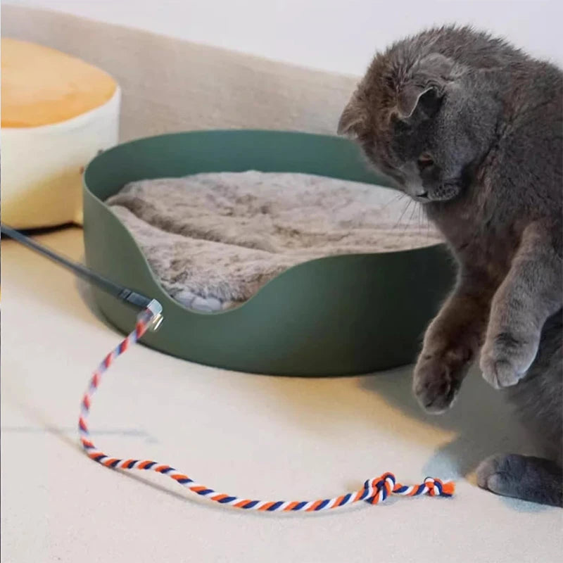 🐾 Cat Toy Interactive Teasing Rod – Rope Chase & Chew Wand for Kittens