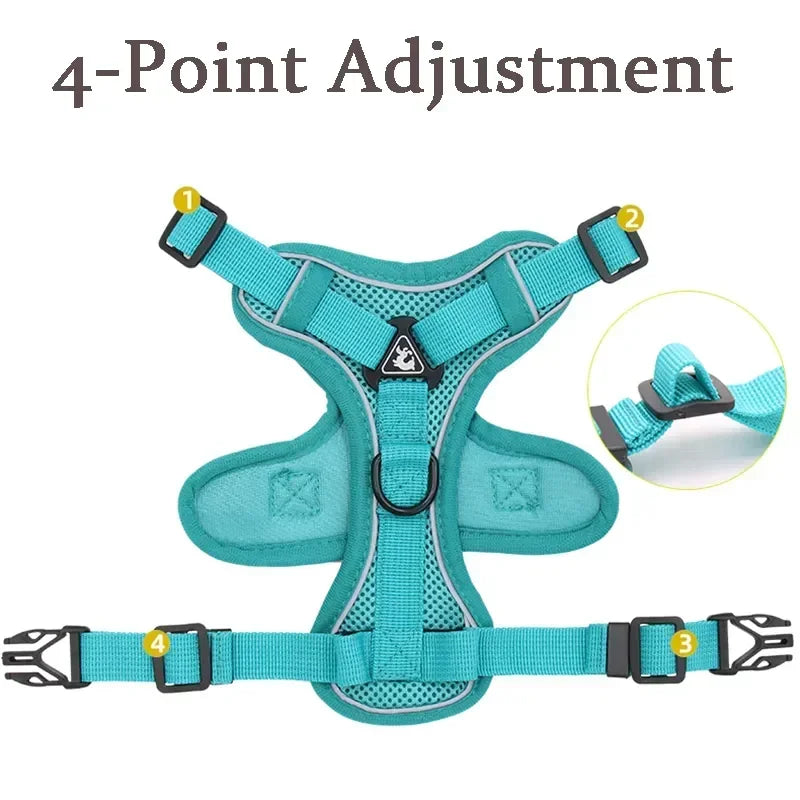🐾 No Pull Dog Harness & Leash Set – Reflective Adjustable Mesh Vest for Small Dogs & Cats
