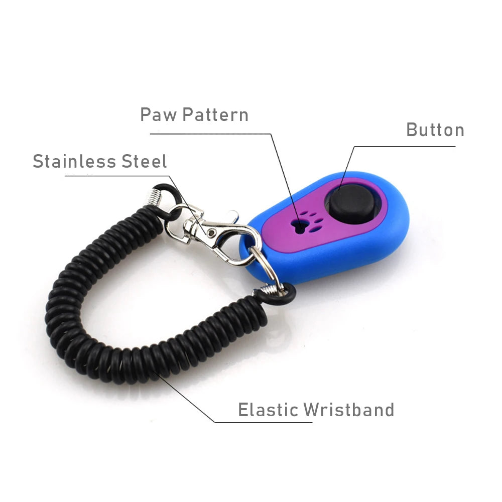Colorful Paw Print Dog Training Clicker with Keyring – Portable Pet Clicker for Dog & Cat Training