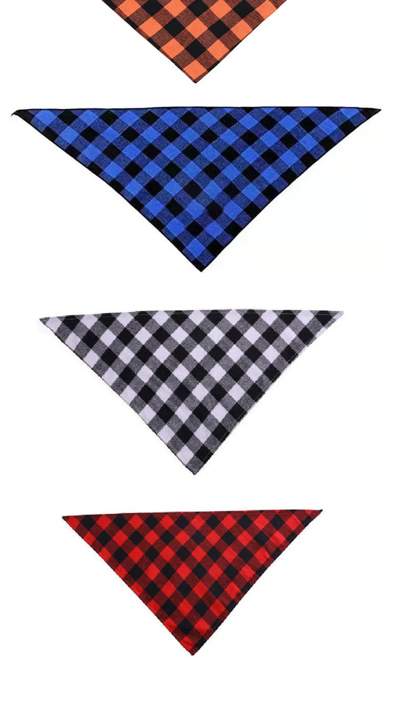 Classic Plaid Pet Bandana – Red & Black Neckerchief for Dogs & Cats
