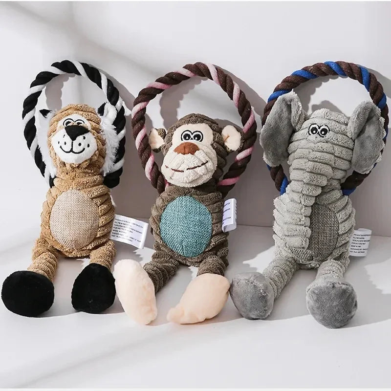 Squeaky Dog Plush Toy – Interactive Animal Chew Toy for Dogs, Teeth Cleaning Pet Toy